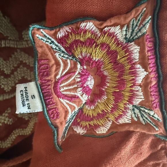 JOHNNY WAS Women’s Embroidered Linen Lightweight Tunic Top Burnt Orange Size S - Picture 6 of 10